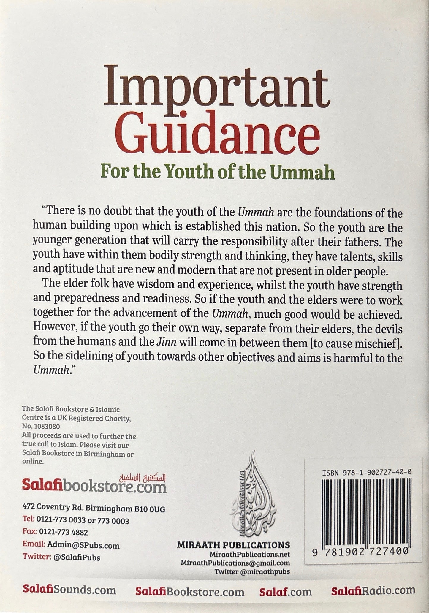 Important
Guidance for the
Youth of the
Ummah