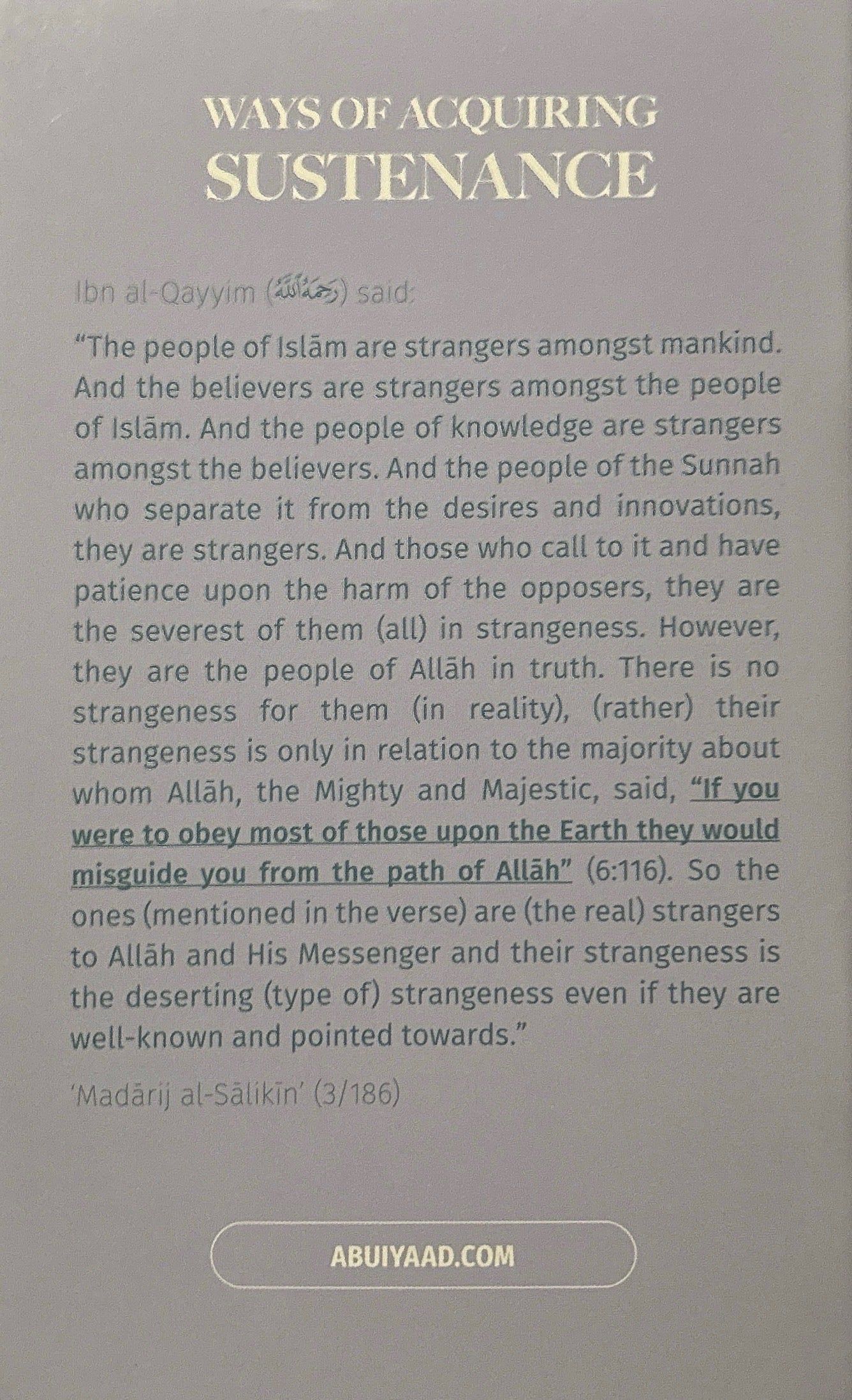 Ways of Acquiring
Sustenance