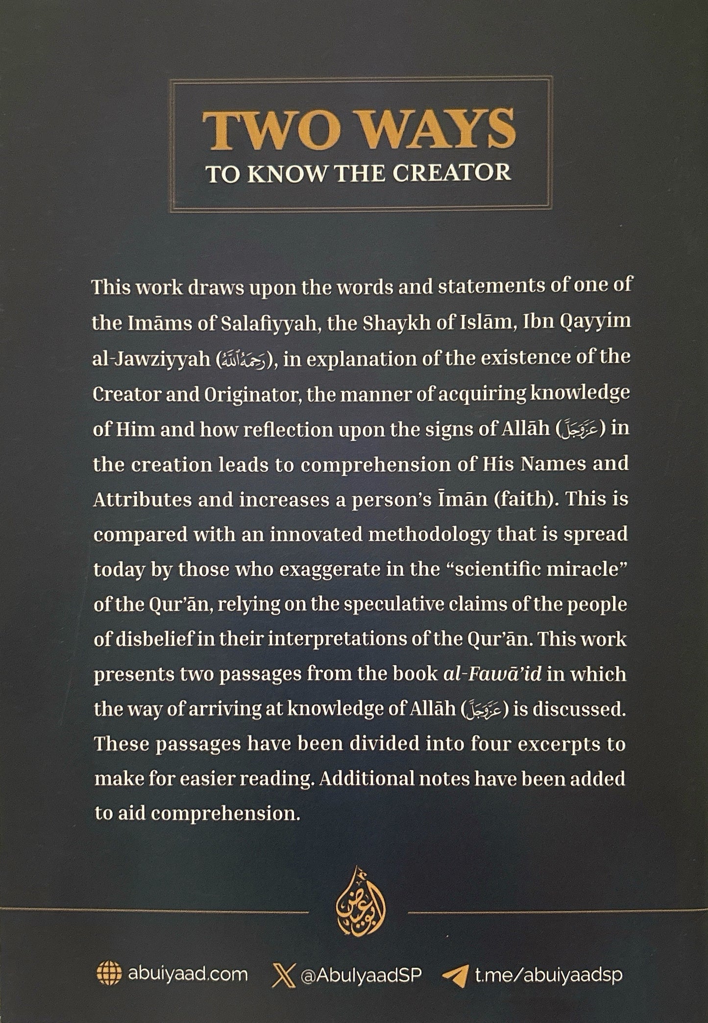 Two Ways to Know
the Creator