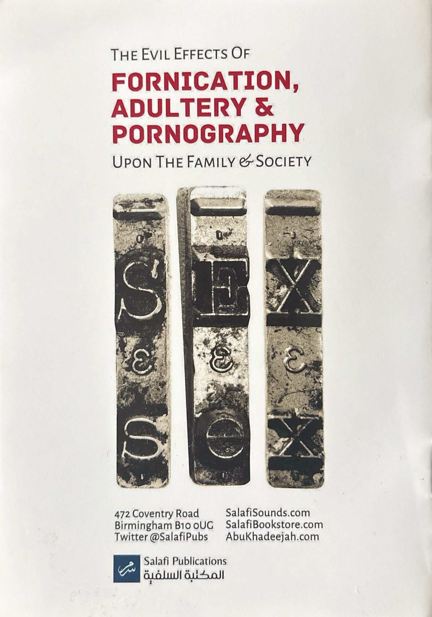 The Evil Effects of Fornication Adultery & Pornography Upon the Family & Society (Pocketsize)